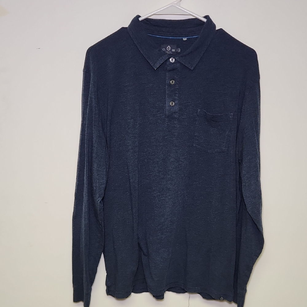 Tasc Performance Men’s Long Sleeve Polo Large – Bamboo Cotton Blend, Navy Blue